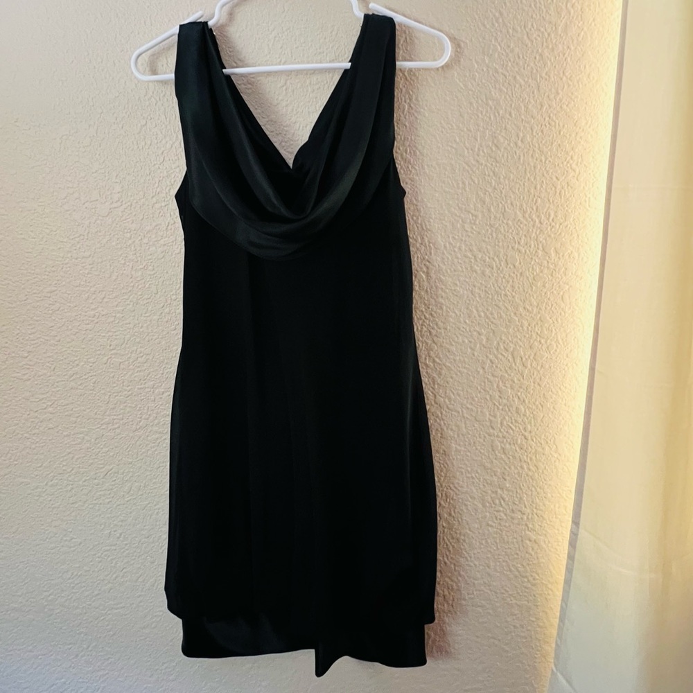 S.L. Fashions Black Cowl Neck Mini Dress